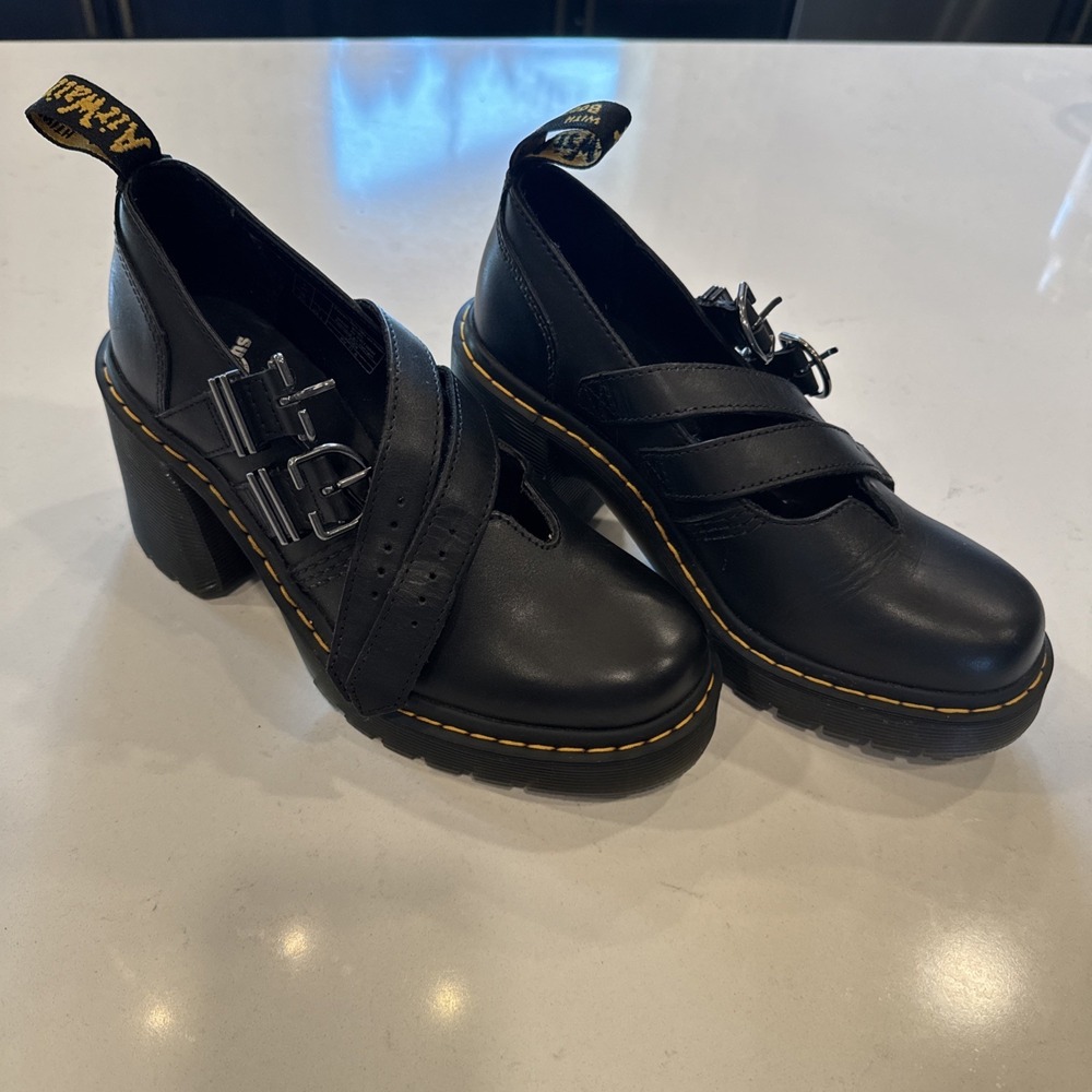 Dr. Martens Eviee Pump Womens US Size 7 Black Mary Jane Boot Heel Brand New
